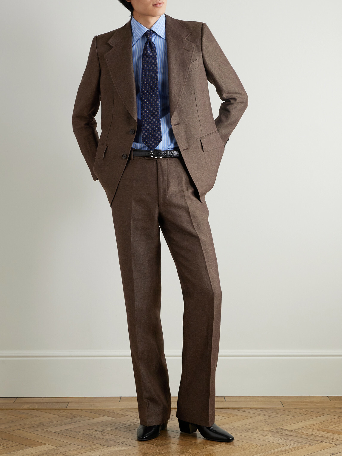 Husbands - Wool and Linen-Blend Twill Suit Jacket - Brown
