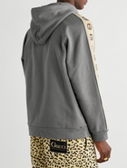 GUCCI - Oversized Webbing-Trimmed Loopback Cotton-Jersey Hoodie - Gray