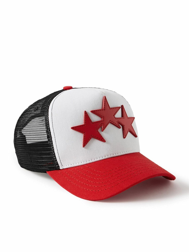 Photo: AMIRI - Appliquéd Leather-Trimmed Cotton-Canvas and Mesh Trucker Cap