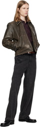 MMIC Brown Aged Leather Jacket