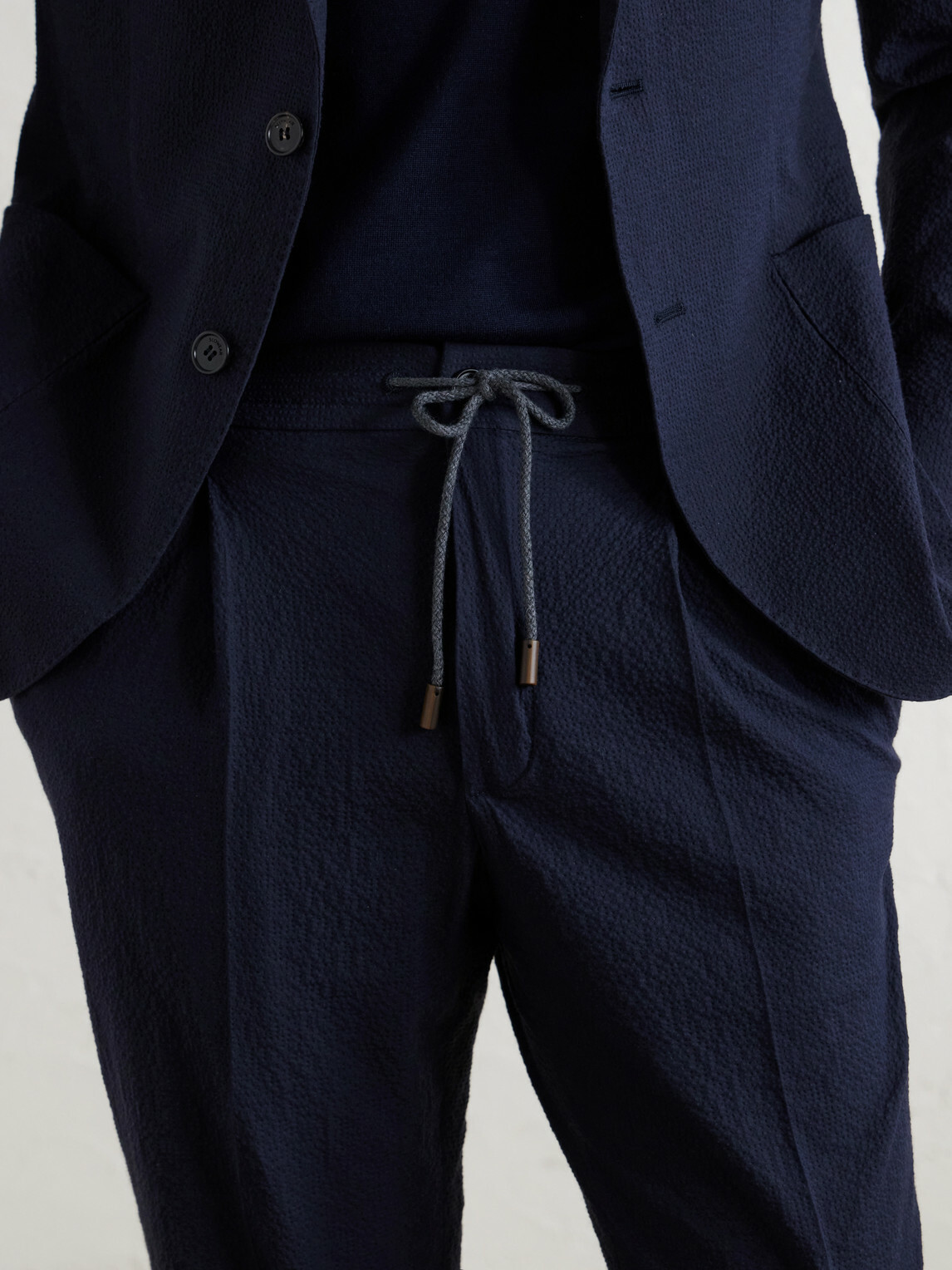 Slowear - Tapered Cotton-Blend Seersucker Trousers - Blue