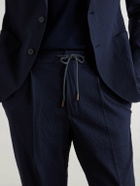 Slowear - Tapered Cotton-Blend Seersucker Trousers - Blue