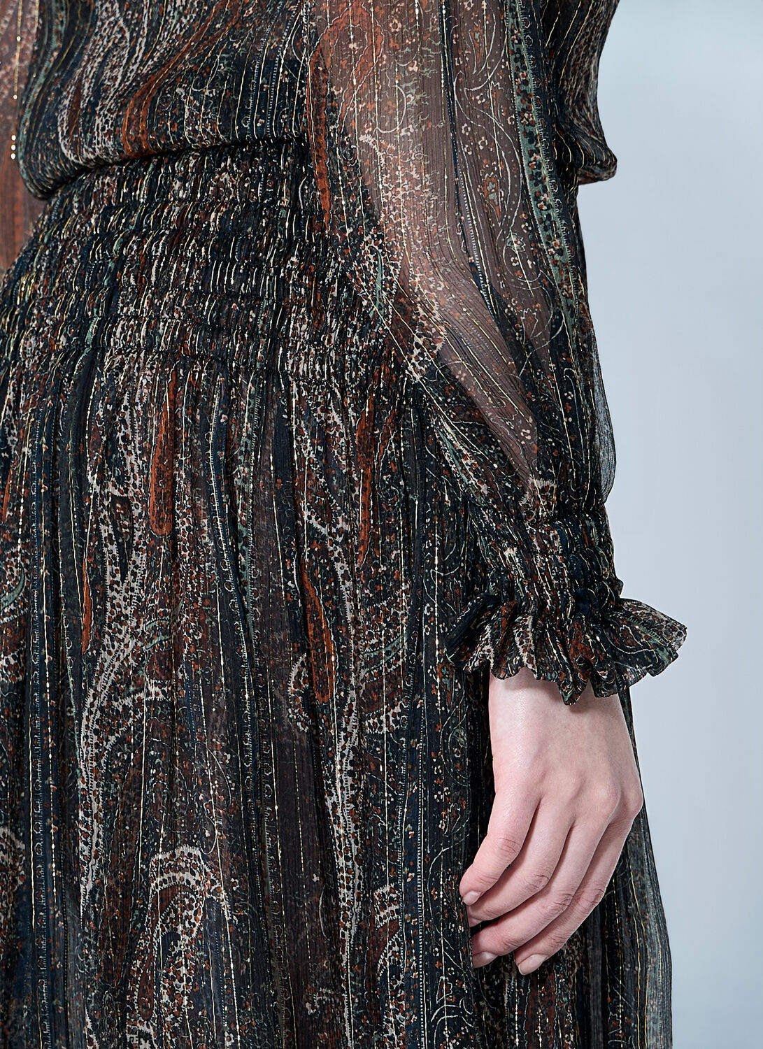 Saint Laurent Lavallière Paisley Silk Crepon Maxi Dress
