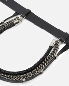 Pinko Leather Belt With Chains And Straps 3 Cm Black Old Silver