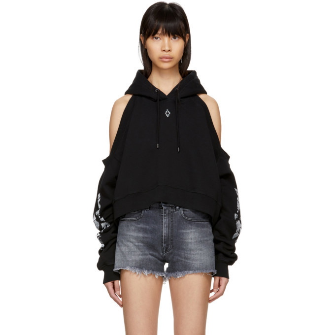 Photo: Marcelo Burlon County of Milan Black Oversized Python Cropped Hoodie