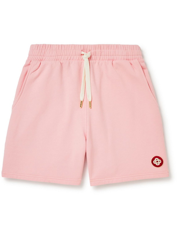 Photo: Casablanca - Logo-Appliquéd Organic Cotton-Jersey Drawstring Shorts - Pink