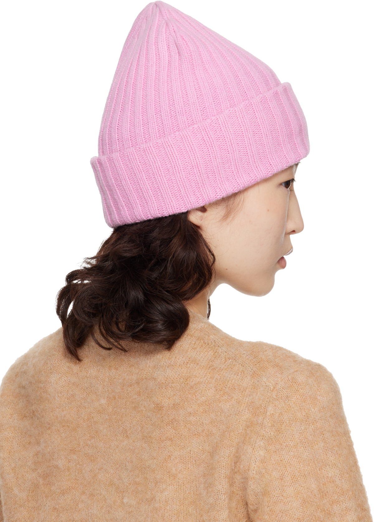 GANNI Pink Wool Knit Beanie