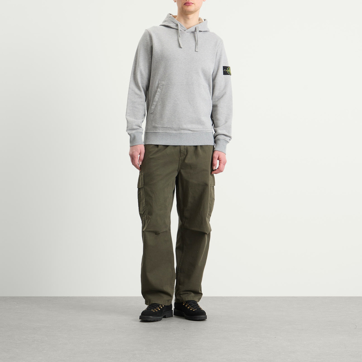 Stone Island Men's Garment Dyed Hoodie in Melange Grey