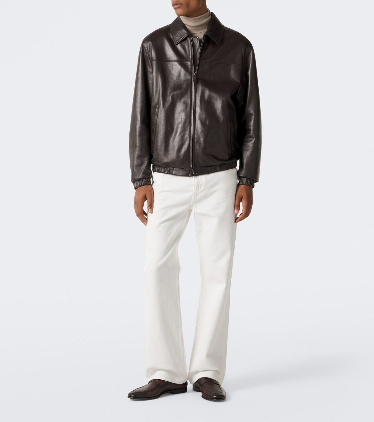 Canali Leather blouson jacket