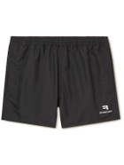 Balenciaga - Straight-Leg Short-Length Logo-Print Swim Shorts - Black