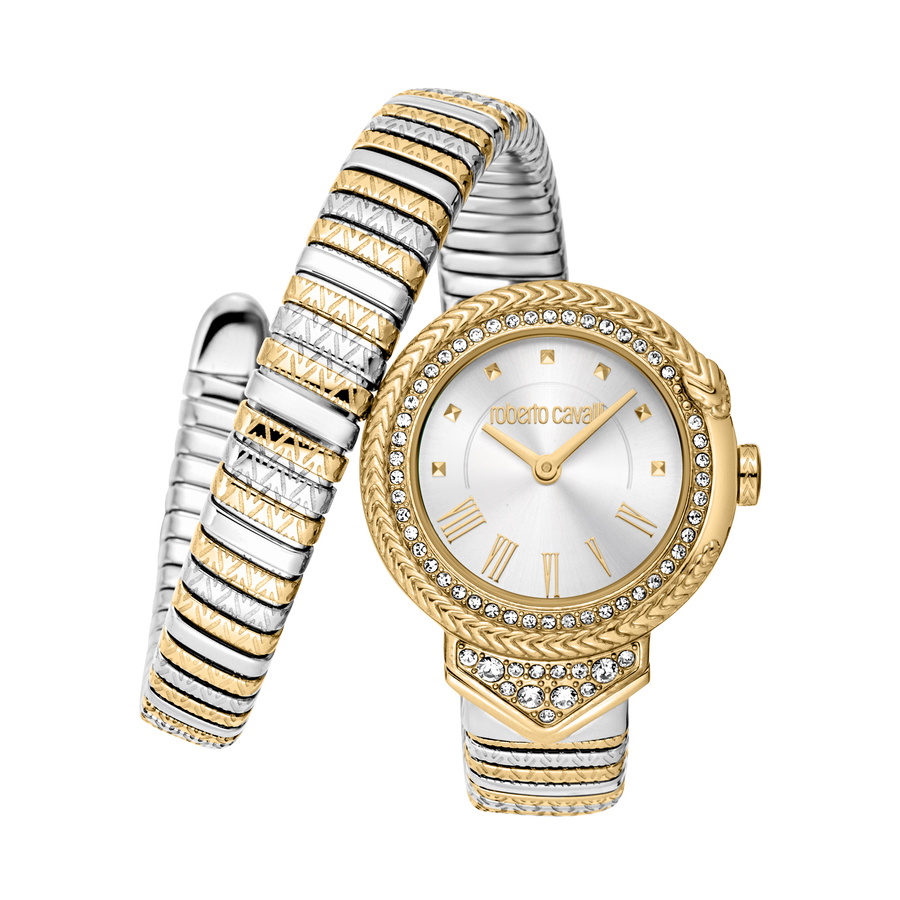 Roberto Cavalli Snake Core Silver-tone Dial Ladies Watch RC5L075M0055