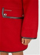 Contrast Trim Hooded Coat in Red