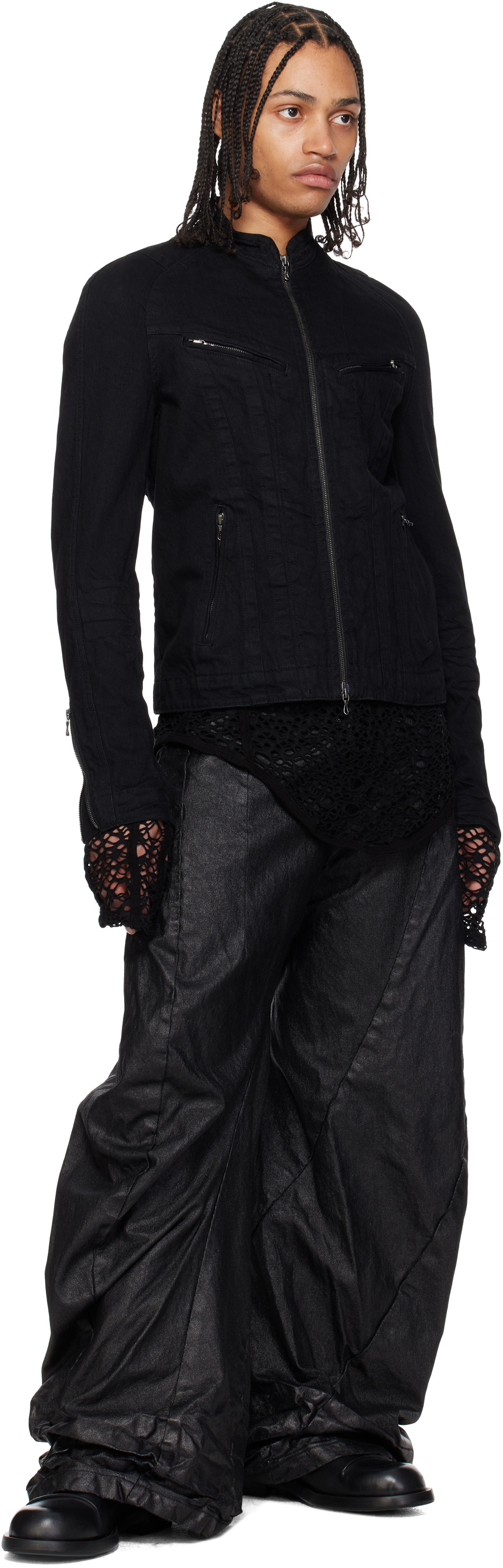 Julius Black Seamed Denim Jacket Julius