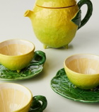 Bordallo Pinheiro Lemon set of 2 teacups and saucers