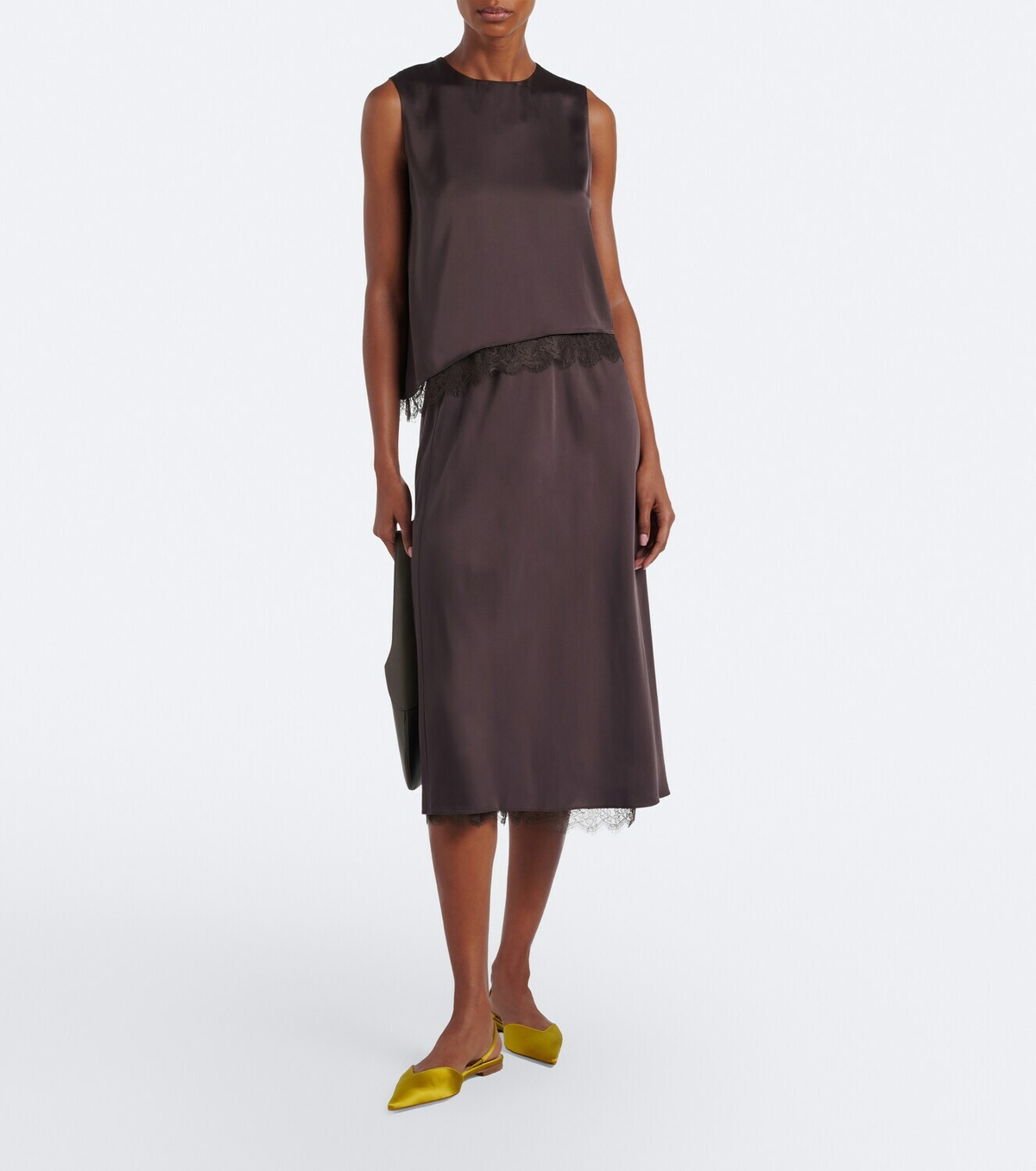 Vince Lace-trimmed satin top