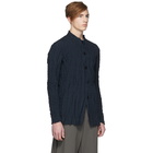 Issey Miyake Men Reversible Navy Poplin Torus Blazer