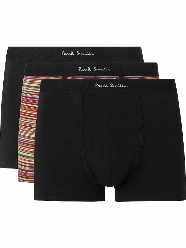 Photo: Paul Smith - Three-Pack Stretch-Cotton Boxer Briefs - Black