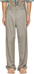 Serapis Grey Striped Worker Trousers