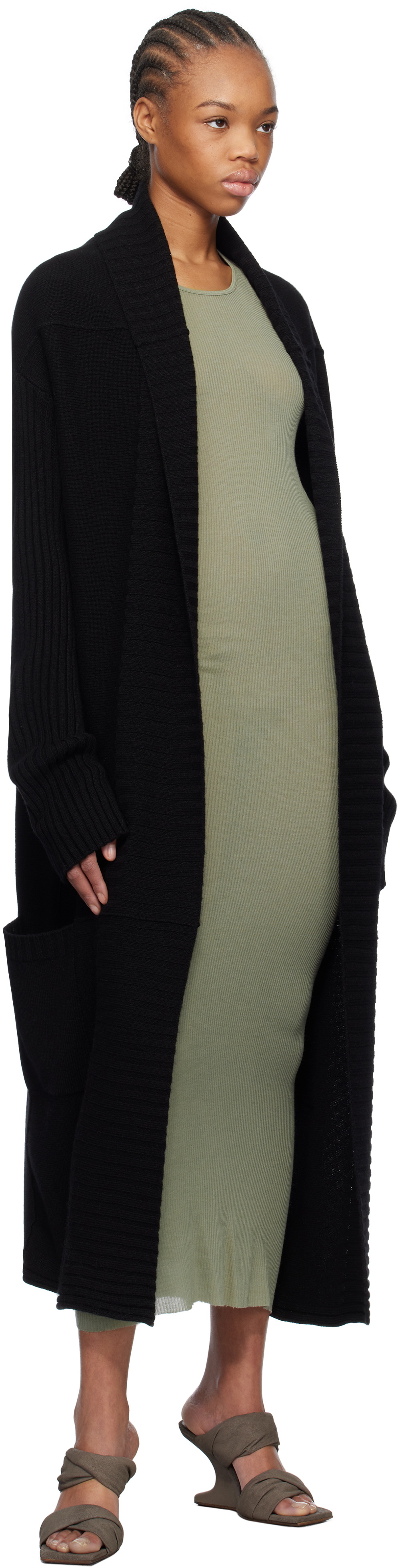 Rick Owens Black Hollywood Dafne Robe Cardigan Rick Owens
