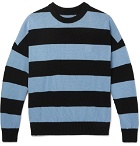 AMI - Oversized Striped Cotton Sweater - Men - Blue