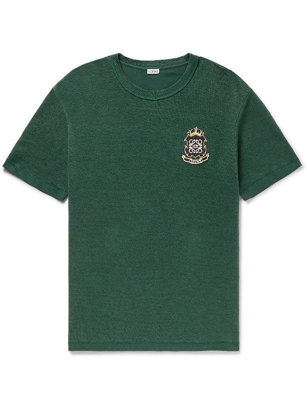 Photo: Loewe - Logo-Appliquéd Jersey T-Shirt - Green