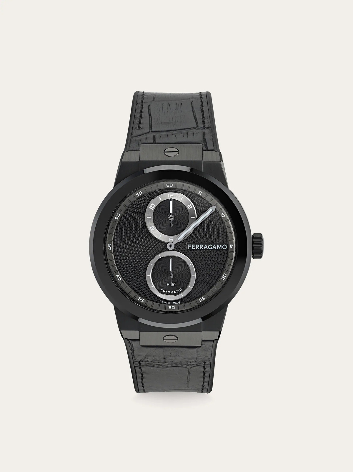 Ferragamo Mens F-80 Auto Manufacture watch in Black