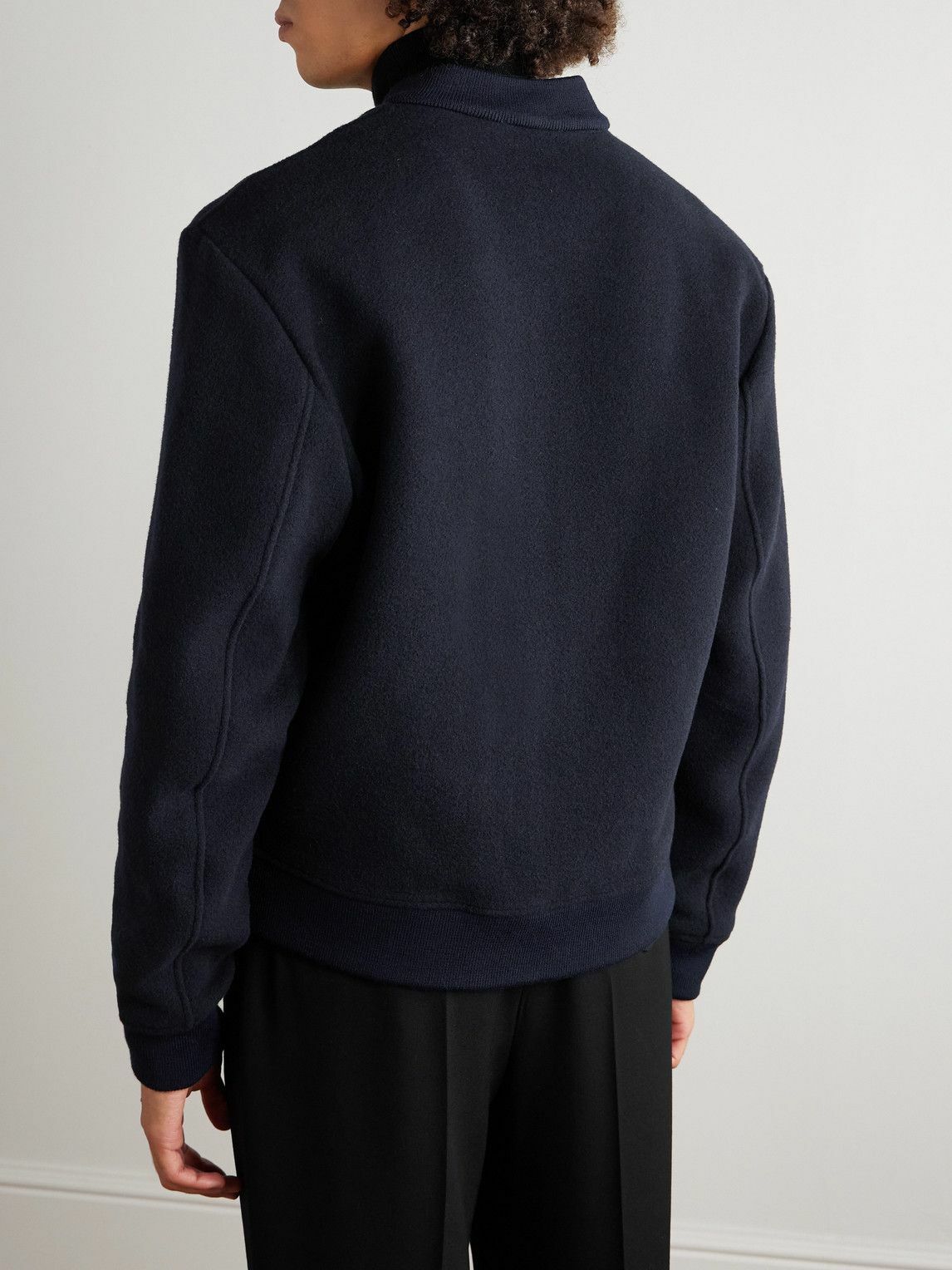 Etro - Logo-Embroidered Wool-Blend Bomber Jacket - Blue