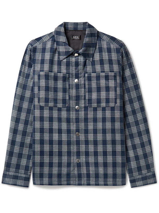 Photo: A.P.C. - Checked Padded Cotton-Flannel Shirt - Blue