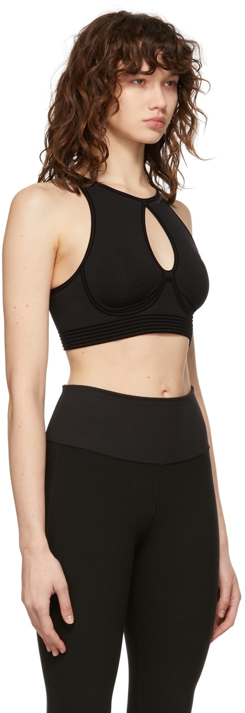 Women's Reebok Cara Moulded Cup Crop Bra , Stretchy Cotton Sports Cropped  Top – Black