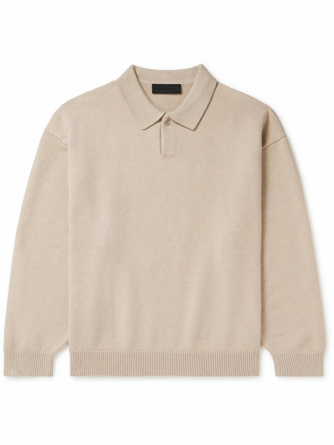 FEAR OF GOD ESSENTIALS - Oversized Knitted Polo Sweater - Neutrals Fear ...