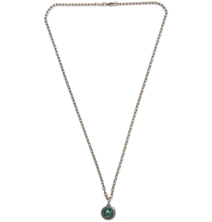 Photo: Gucci - Burnished Sterling Silver and Resin Necklace - Green
