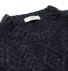 Inis Meáin - Flecked Cable-Knit Merino Wool and Cashmere-Blend Aran Sweater - Blue