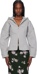 GANNI Gray Fleece Zip Hoodie