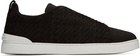 ZEGNA Brown Triple Stitch Sneakers