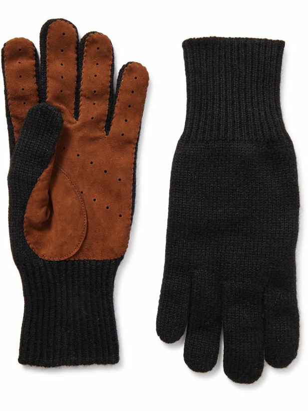 Photo: Brunello Cucinelli - Suede-Trimmed Cashmere Gloves - Black