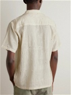 Kartik Research - Camp-Collar Embellished Cotton-Gauze Shirt - Neutrals