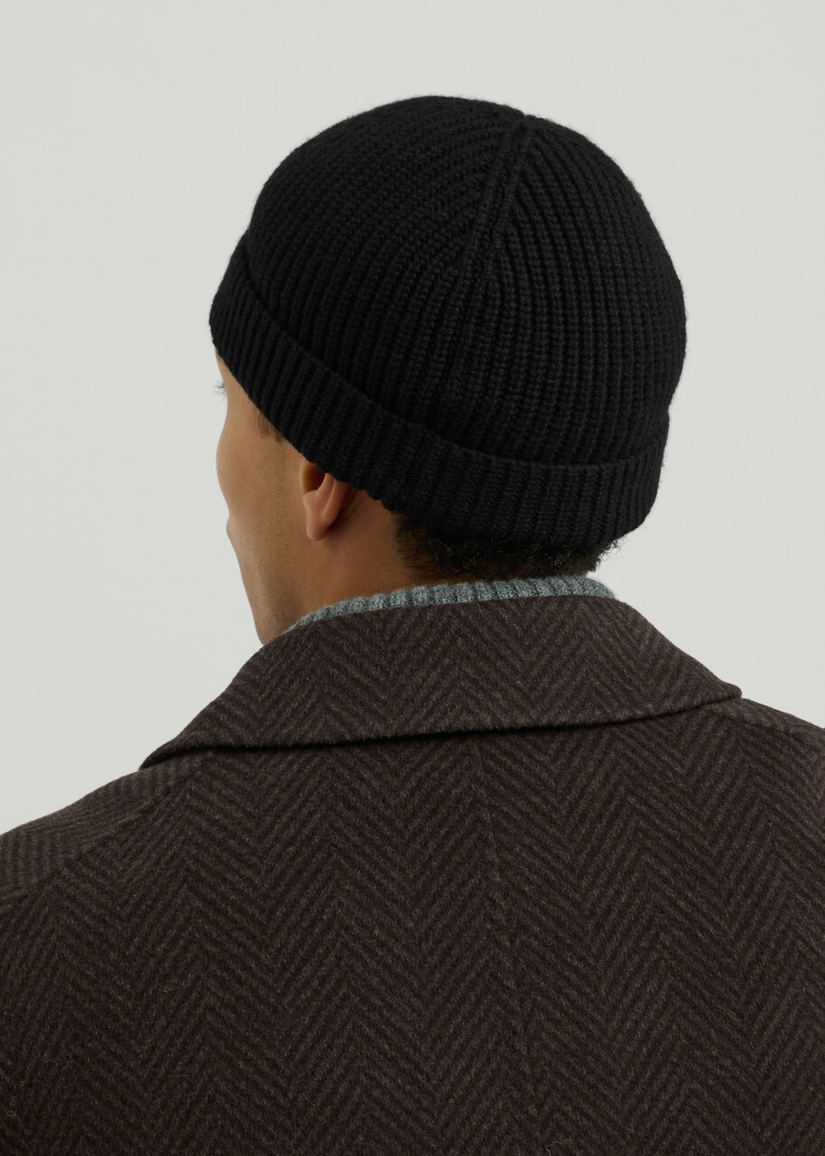 Valentino Garavani V-logo Ribbed Cashmere Beanie - Black