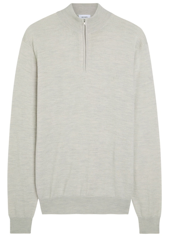 Photo: Les Deux Greyson Half-zip Merino Wool Jumper Grey