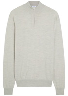 Les Deux Greyson Half-zip Merino Wool Jumper Grey