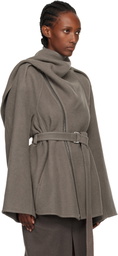 Rick Owens Gray Concordians Runway Scarf Flight Coat