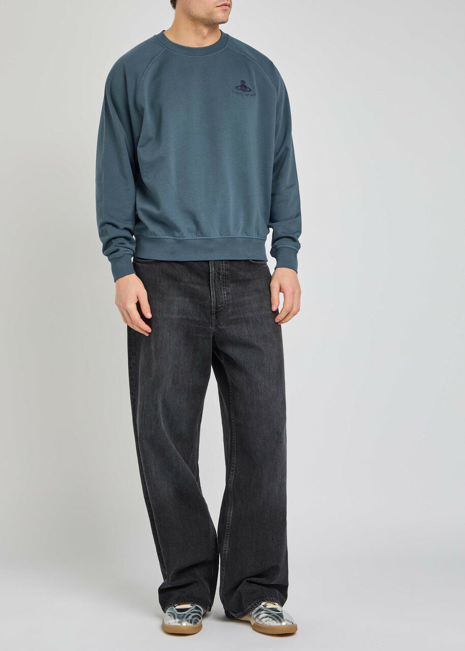 Vivienne Westwood Orb-embroidered Cotton Sweatshirt Denim