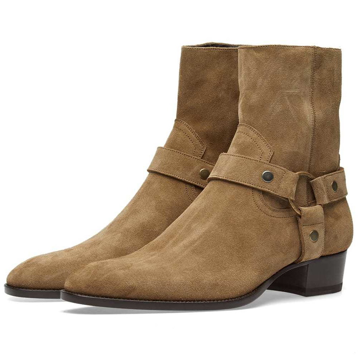 Photo: Saint Laurent Wyatt Harness Suede Boot