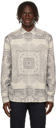 Etro Off-White & Grey Paisley Scarf Shirt