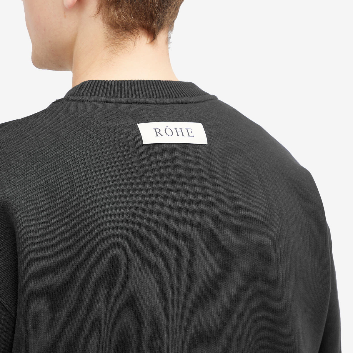 Róhe Men's Oversized Logo Crew Sweatshirt in Black