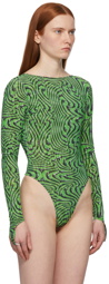 Maisie Wilen SSENSE Exclusive Green Printed Bodysuit