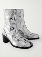 Maison Margiela - Tabi Split-Toe Metallic Cracked-Leather Boots - Silver
