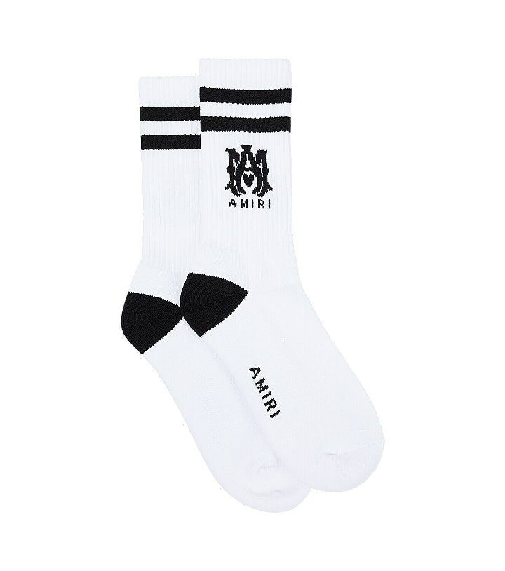 Photo: Amiri Collegiate logo cotton-blend socks