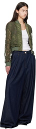 Andersson Bell Khaki Layered Logo Lace Short Bomber Jacket