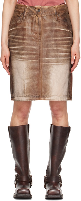 Photo: Acne Studios Brown Printed Miniskirt