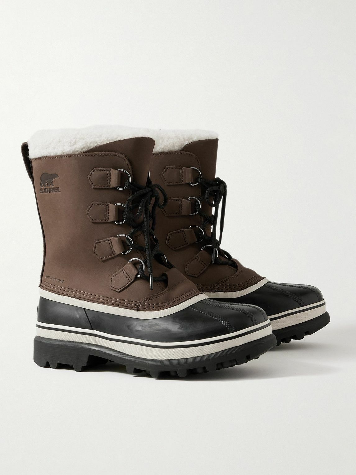 Sorel - CARIBOU™ Faux Shearling-Trimmed Nubuck and Rubber Snow Boots - Brown